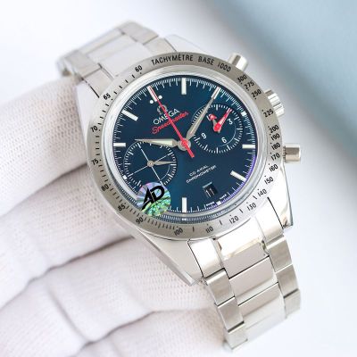 Omega Speedmaster 9300 Movement 41.5mm Pot Lid Glass Mirror Blue Dial Watch